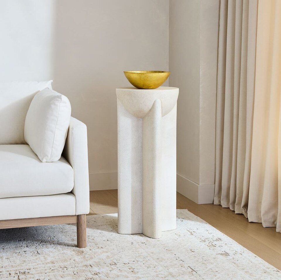 Monti Lava Stone Pedestal Side Table (14") West Elm UK
